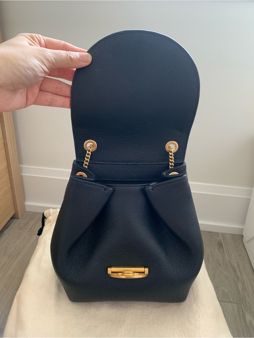 Polene Numero Un Mini Backpack-Black Leather & Suede - Picture 8 of 12